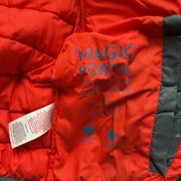 Mini Boden Navy with color stripe hooded packable jacket size 2-3y - Picture 3 of 5